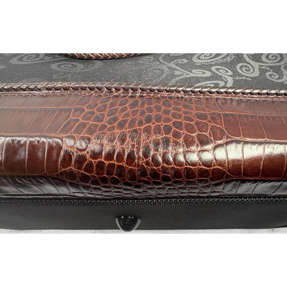 Brighton Rolling Business Laptop Weekend Carry-On Leather & Fabric Travel Bag - Picture 11 of 11